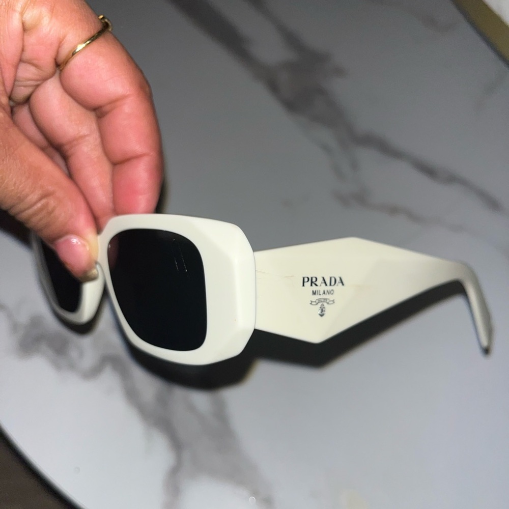 Prada White Rectangular Sunglasses - image 2